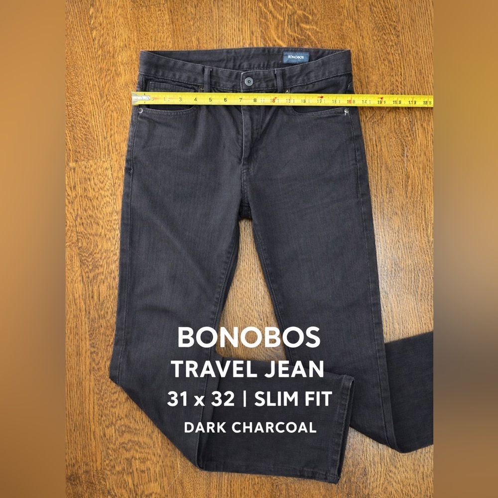 BONOBOS TRAVEL JEAN 31x32 SLIM FIT DARK CHARCOAL  PANTS MEN